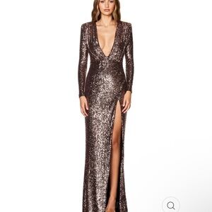 Nookie Bronze Sequin Long Sleeve Dress